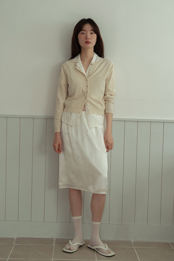 RePLAIN - 가디건 - COTTON BLEND POINT CARDIGAN_CREAM