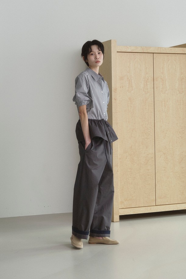 RePLAIN - 미니스커트 - COTTON LAYERED MINI SKIRT_CHARCOAL