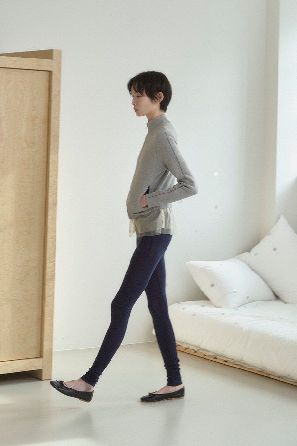 RePLAIN - 레깅스 - WOOL BLEND JERSEY LEGGINGS_DARK NAVY