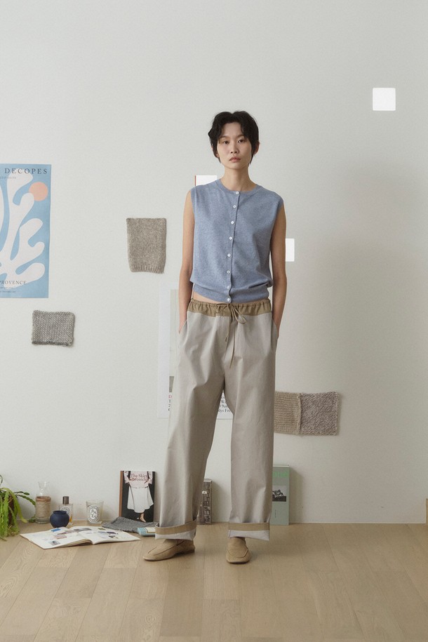 RePLAIN - 롱/미디팬츠 - COTTON MIXED PANTS_LIGHT GREY