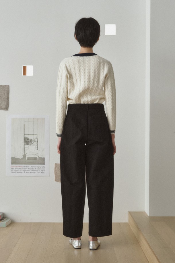 RePLAIN - 롱/미디팬츠 - COTTON BLEND CURVED PANTS_BLACK