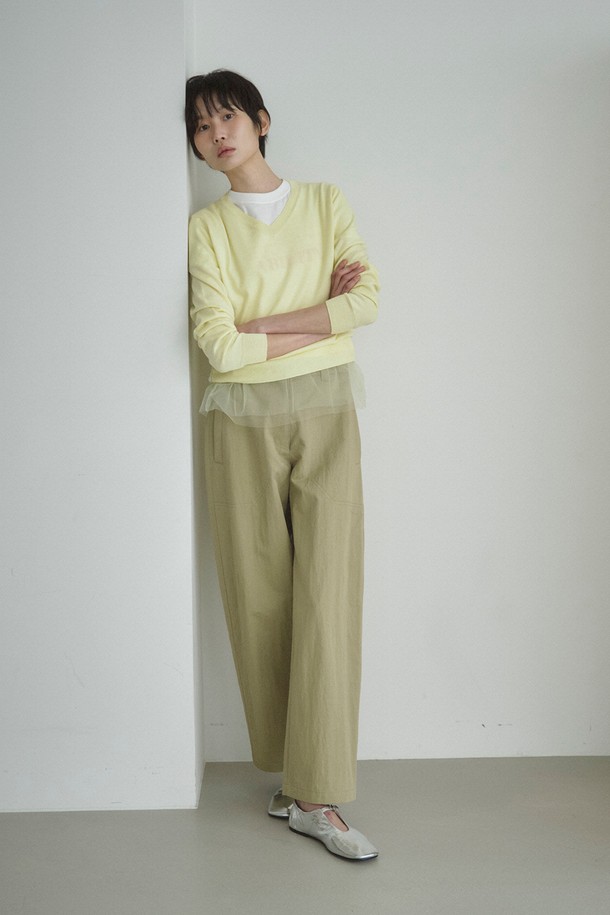 RePLAIN - 롱/미디팬츠 - COTTON BLEND CURVED PANTS_OLIVE