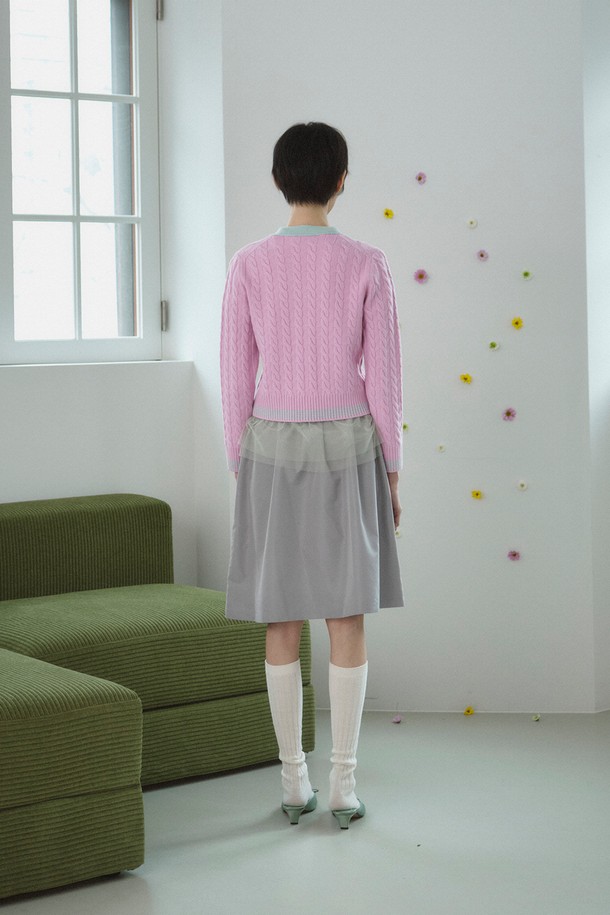 RePLAIN - 가디건 - WOOL CABLE CARDIGAN_PINK