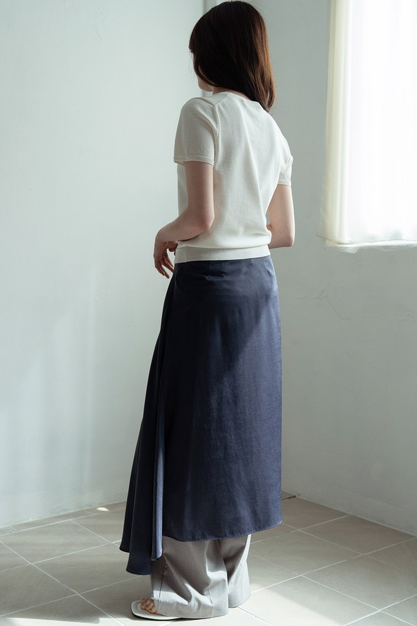 RePLAIN - 스웨터 - COTTON HALF SLEEVE KNIT TOP_OFF WHITE