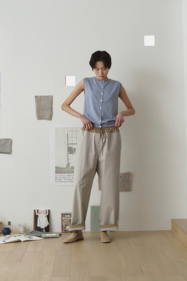 RePLAIN - 롱/미디팬츠 - COTTON MIXED PANTS_LIGHT GREY