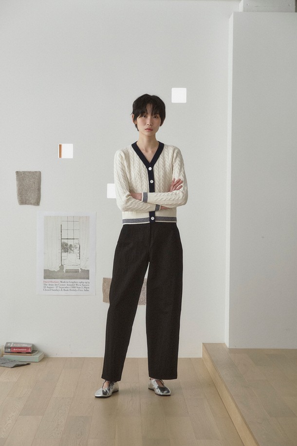 RePLAIN - 롱/미디팬츠 - COTTON BLEND CURVED PANTS_BLACK