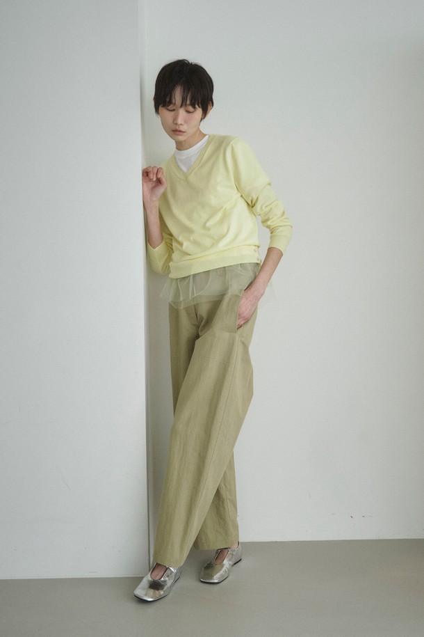 RePLAIN - 롱/미디팬츠 - COTTON BLEND CURVED PANTS_OLIVE