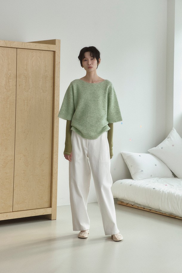 RePLAIN - 롱/미디팬츠 - COTTON BLEND CURVED PANTS_OFF WHITE