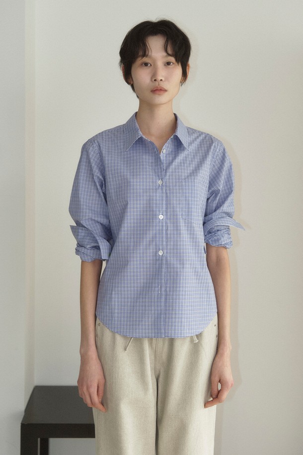 RePLAIN - 셔츠 - COLOR POINT BUTTON CHECK SHIRT_BLUE