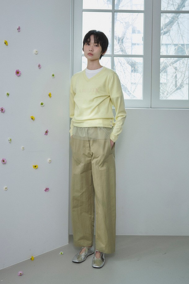 RePLAIN - 스웨터 - ITALIAN CASHMERE BLEND V-NECK TOP_LIGHT YELLOW