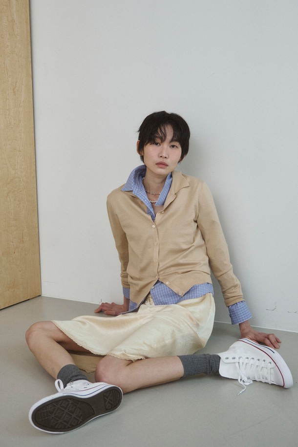 RePLAIN - 가디건 - ITALIAN CASHMERE BLEND COLLAR CARDIGAN_LIGHT BEIGE