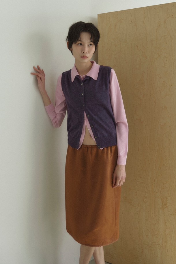 RePLAIN - 베스트 - ITALIAN CASHMERE BLEND OPEN VEST_SMOKE VIOLET