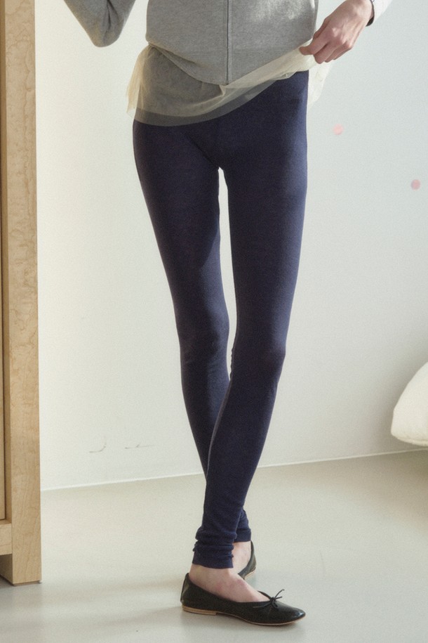 RePLAIN - 레깅스 - WOOL BLEND JERSEY LEGGINGS_DARK NAVY