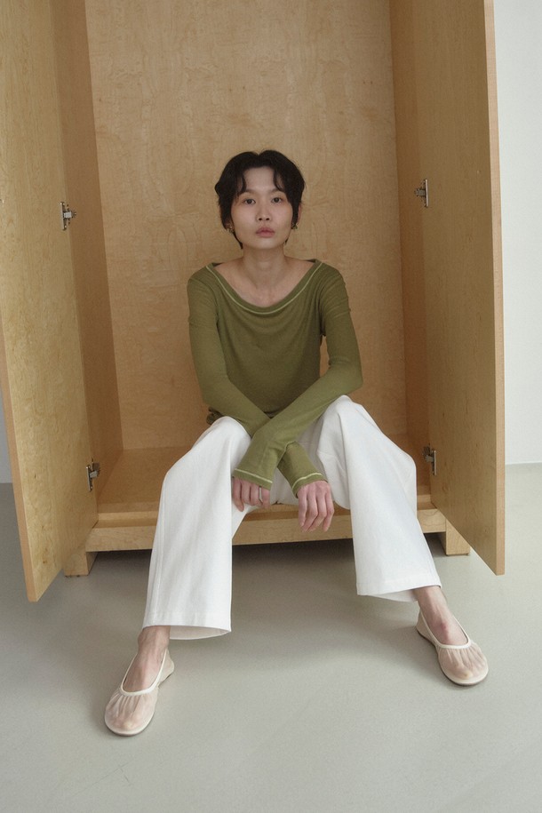 RePLAIN - 긴소매 티셔츠 - COLOR STITCH JERSEY TOP_OLIVE