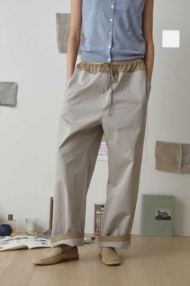 RePLAIN - 롱/미디팬츠 - COTTON MIXED PANTS_LIGHT GREY