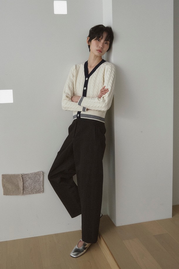 RePLAIN - 롱/미디팬츠 - COTTON BLEND CURVED PANTS_BLACK