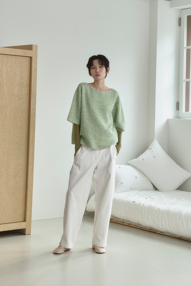 RePLAIN - 롱/미디팬츠 - COTTON BLEND CURVED PANTS_OFF WHITE