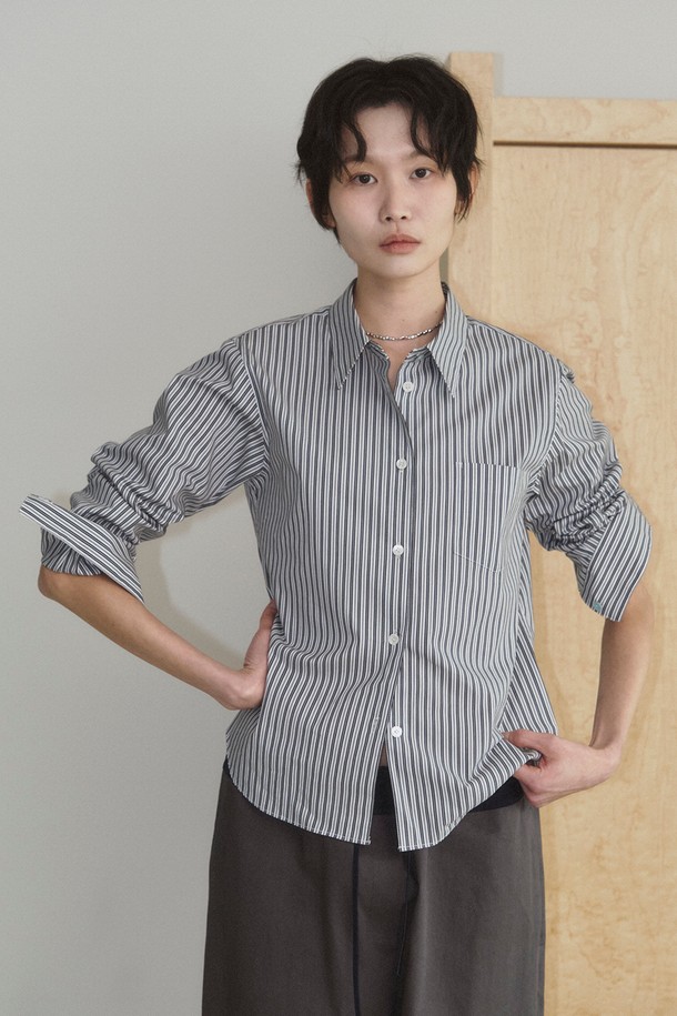 RePLAIN - 셔츠 - COLOR POINT BUTTON CHECK SHIRT_BLACK