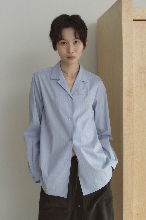 RePLAIN - 셔츠 - COTTON BLEND  STRIPE SHIRT_LIGHT BLUE