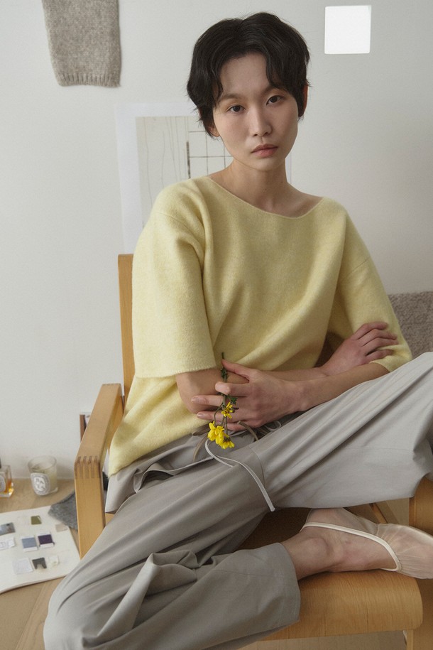 RePLAIN - 스웨터 - ITALIAN ALPACA KNIT TOP_LIGHT YELLOW