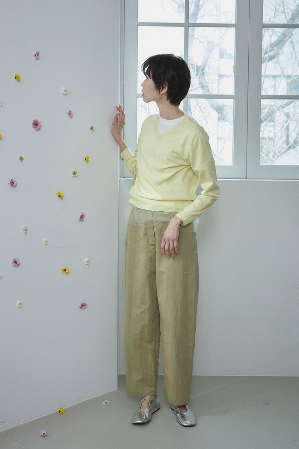 RePLAIN - 스웨터 - ITALIAN CASHMERE BLEND V-NECK TOP_LIGHT YELLOW