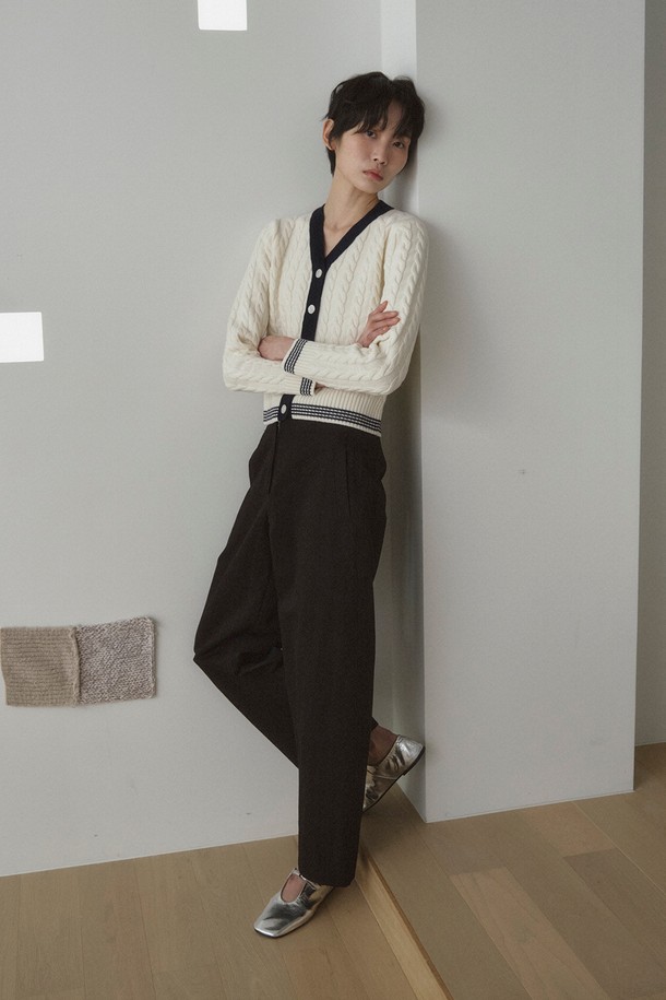 RePLAIN - 가디건 - WOOL CABLE CARDIGAN_OFF WHITE