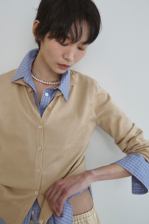 RePLAIN - 가디건 - ITALIAN CASHMERE BLEND COLLAR CARDIGAN_LIGHT BEIGE