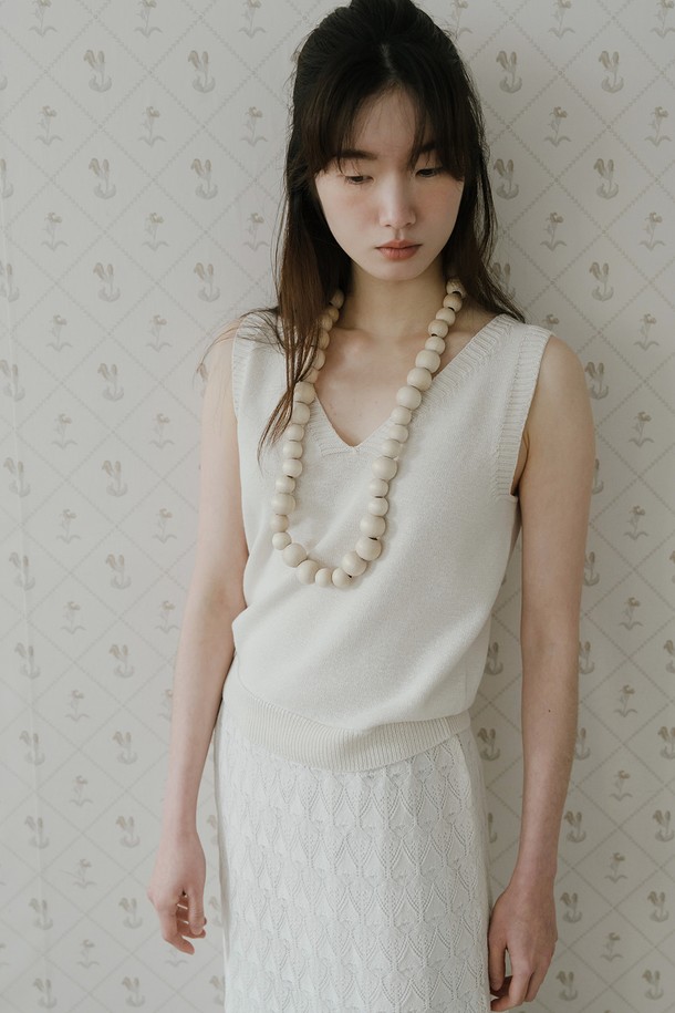 RePLAIN - 베스트 - V-NECK SLEEVELESS TOP_CREAM