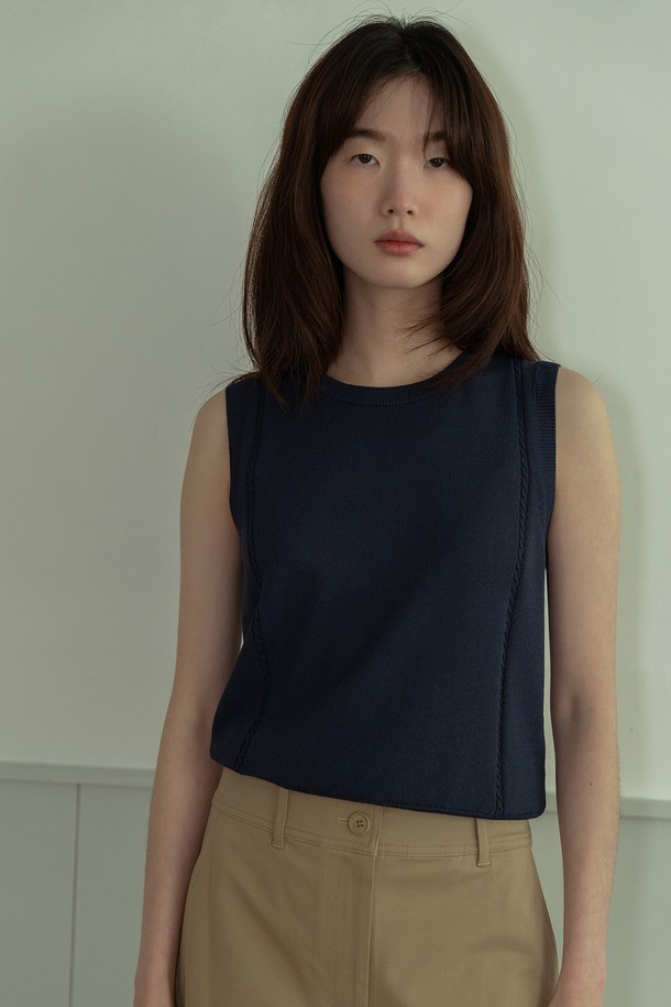 RePLAIN - 베스트 - ITALIAN VISCOSE SLEEVELESS TOP_DARK NAVY