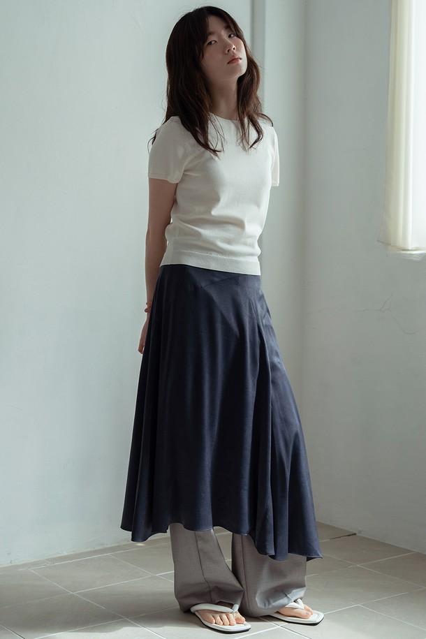 RePLAIN - 스웨터 - COTTON HALF SLEEVE KNIT TOP_OFF WHITE