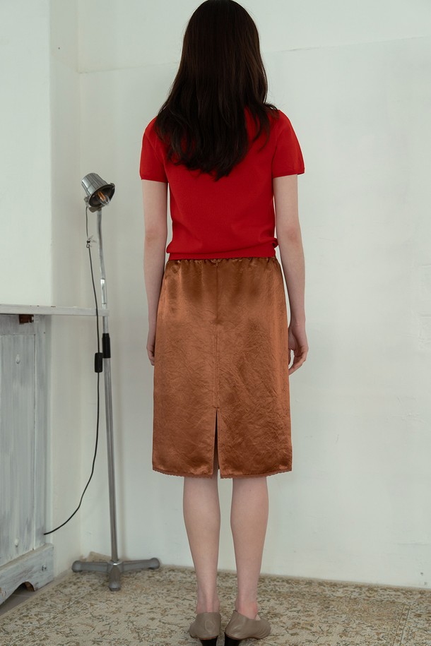 RePLAIN - 스웨터 - COTTON HALF SLEEVE KNIT TOP_RED
