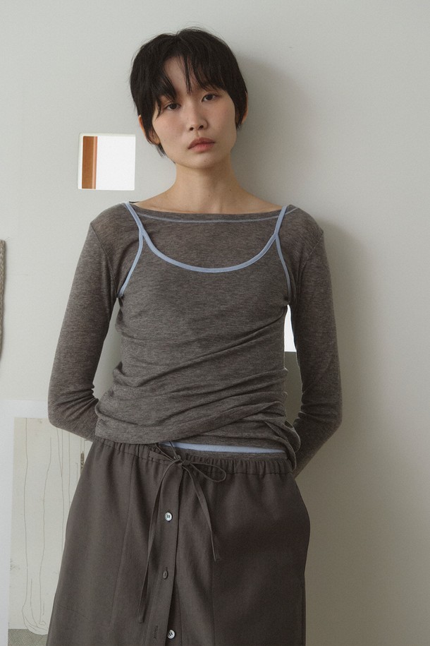 RePLAIN - 민소매티셔츠 - COLOR BLOCK STRAP JERSEY TOP_GREY