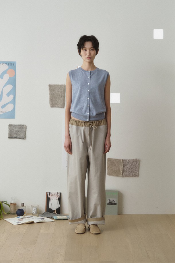 RePLAIN - 롱/미디팬츠 - COTTON MIXED PANTS_LIGHT GREY