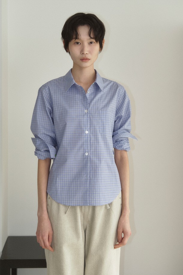 RePLAIN - 셔츠 - COLOR POINT BUTTON CHECK SHIRT_BLUE