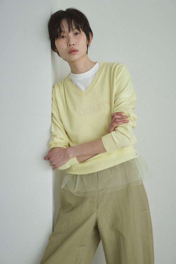 RePLAIN - 스웨터 - ITALIAN CASHMERE BLEND V-NECK TOP_LIGHT YELLOW