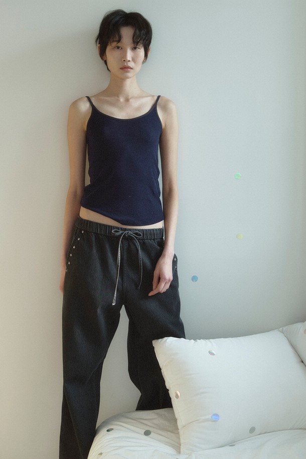 RePLAIN - 롱/미디팬츠 - BANDING DENIM PANTS_BLACK