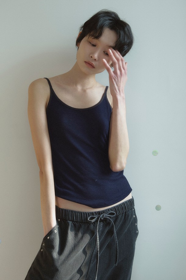 RePLAIN - 민소매티셔츠 - COLOR BLOCK STRAP JERSEY TOP_DARK NAVY