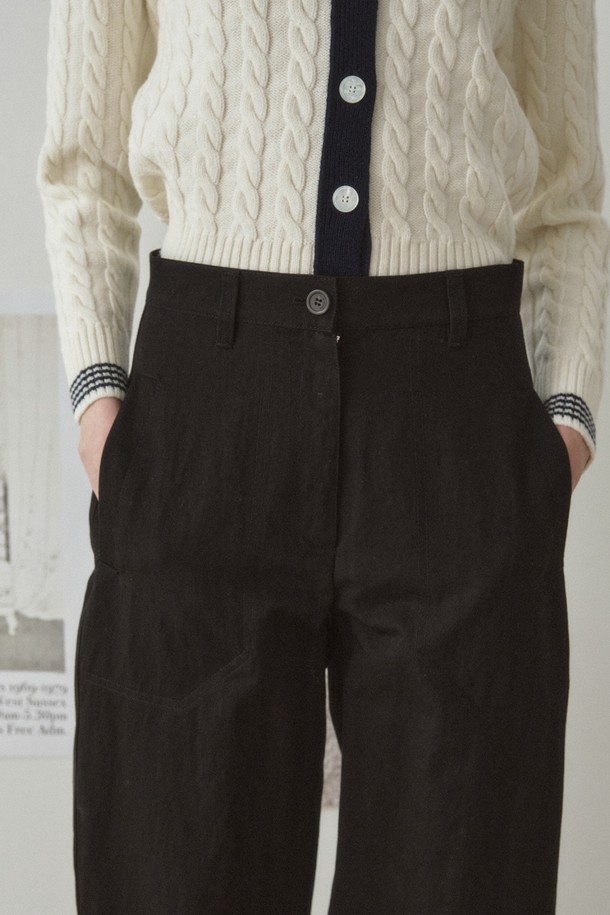 RePLAIN - 롱/미디팬츠 - COTTON BLEND CURVED PANTS_BLACK