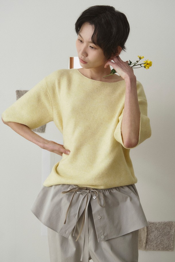 RePLAIN - 스웨터 - ITALIAN ALPACA KNIT TOP_LIGHT YELLOW