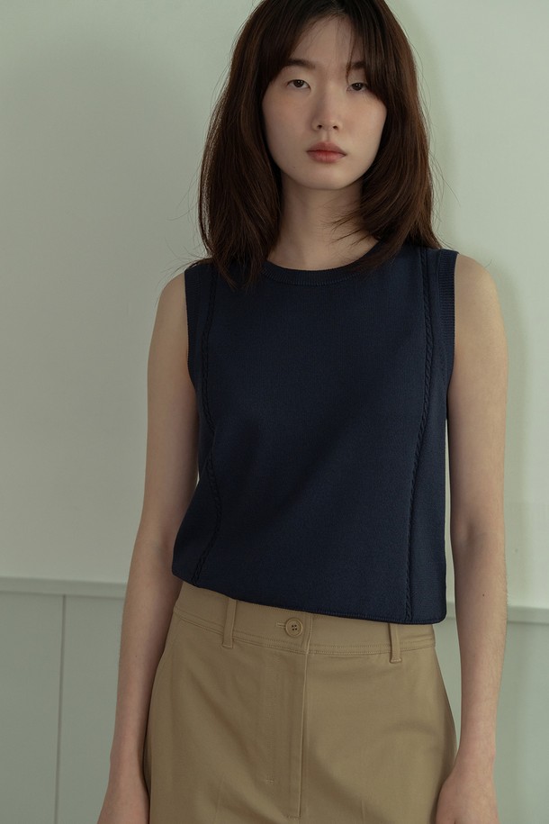RePLAIN - 베스트 - ITALIAN VISCOSE SLEEVELESS TOP_DARK NAVY