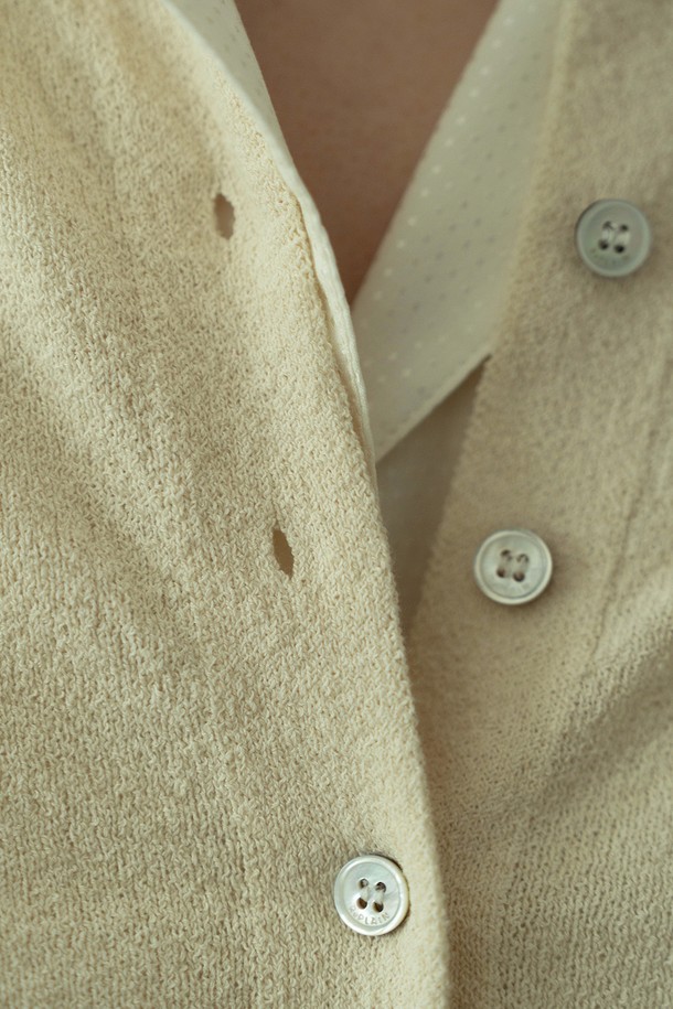 RePLAIN - 가디건 - COTTON BLEND POINT CARDIGAN_CREAM