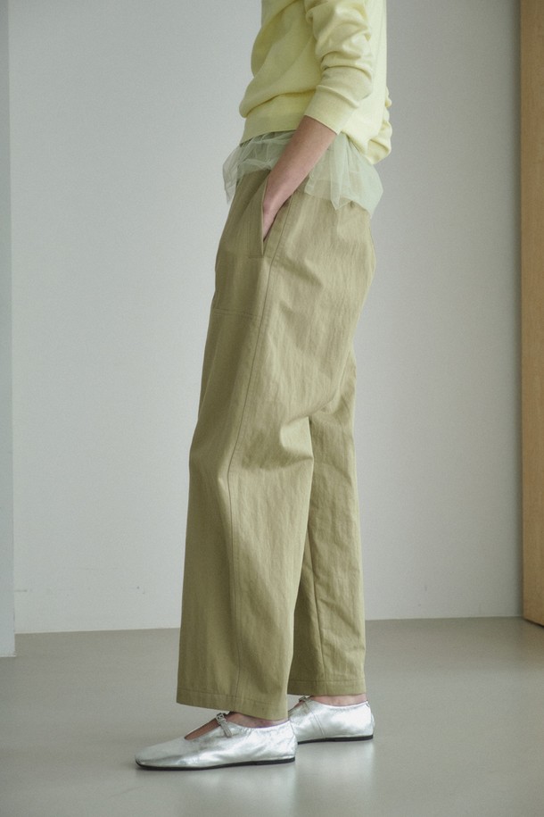 RePLAIN - 롱/미디팬츠 - COTTON BLEND CURVED PANTS_OLIVE