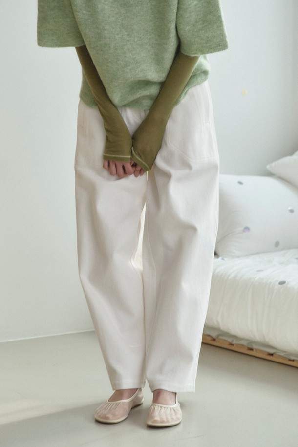 RePLAIN - 롱/미디팬츠 - COTTON BLEND CURVED PANTS_OFF WHITE