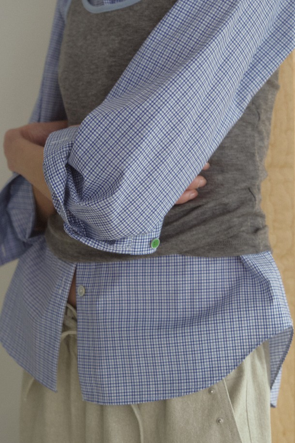 RePLAIN - 셔츠 - COLOR POINT BUTTON CHECK SHIRT_BLUE