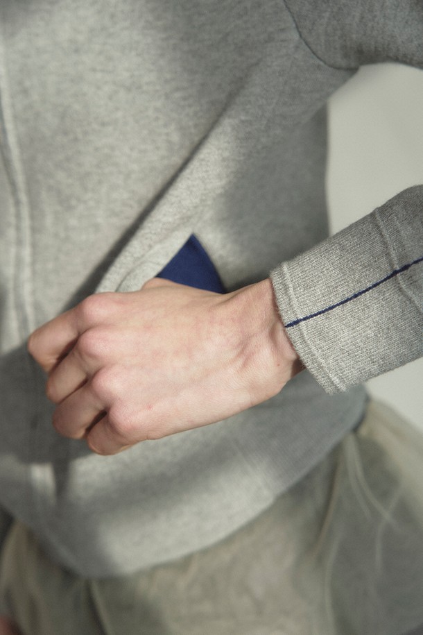 RePLAIN - 가디건 - CASHMERE COTTON KNIT ZIP-UP_GREY