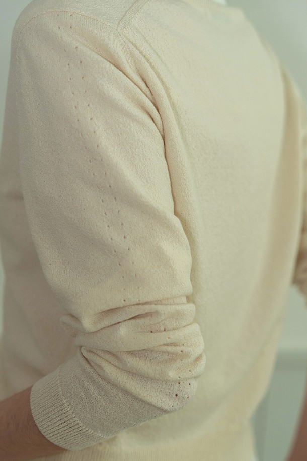RePLAIN - 가디건 - COTTON BLEND POINT CARDIGAN_CREAM