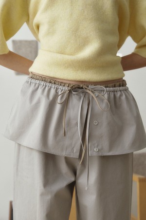 COTTON LAYERED MINI SKIRT_LIGHT GREY