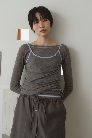 COLOR BLOCK STRAP JERSEY TOP_GREY