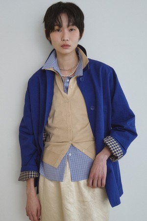 COTTON BLEND WORK JACKET_COBALT BLUE