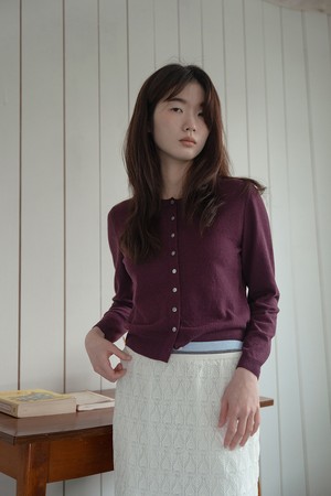COTTON BLEND POINT CARDIGAN_PURPLE